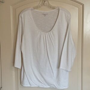 Coldwater Creek White Scoop Neck Tee- Size Large
